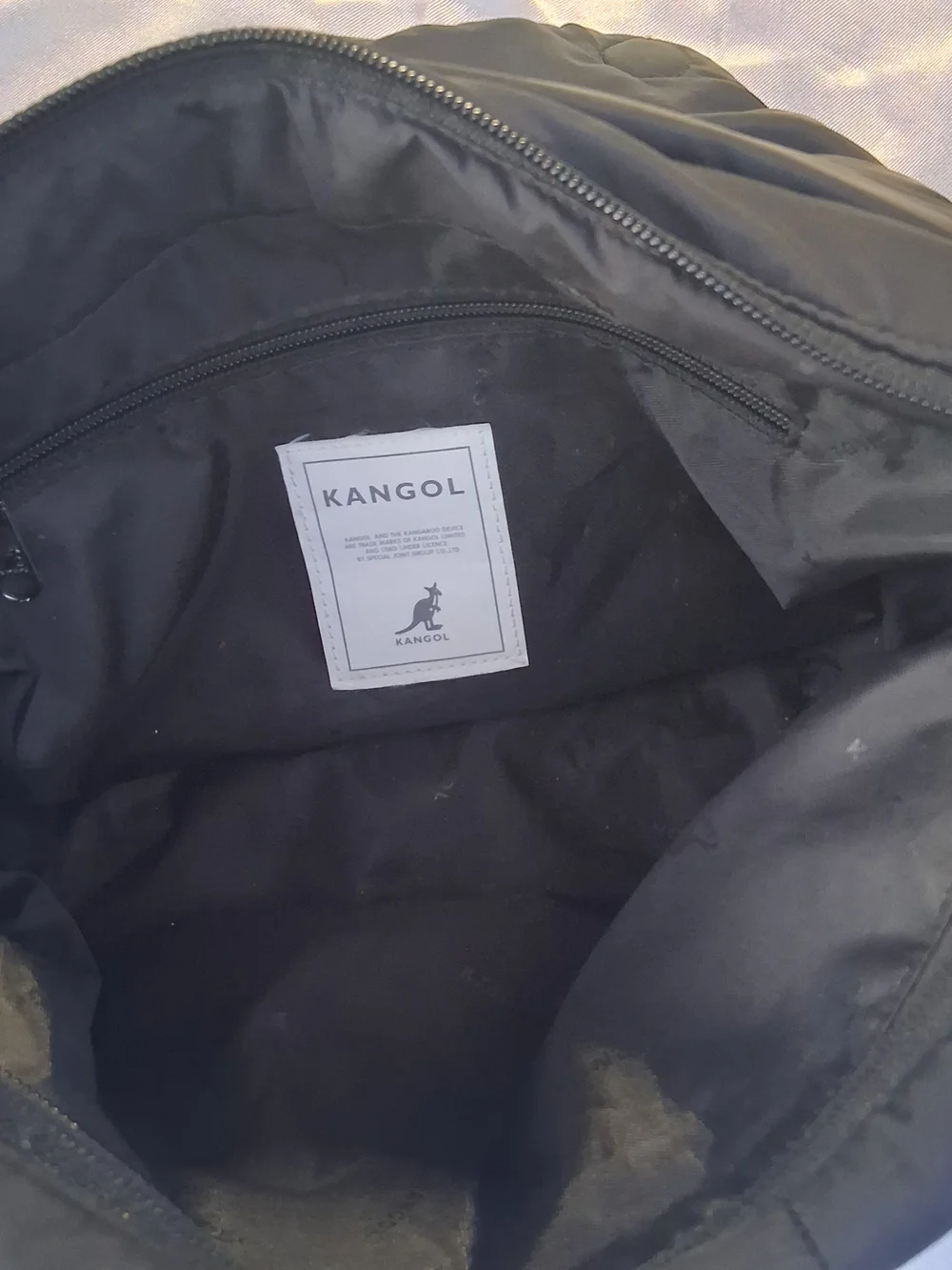 Kangol Black Quilted Messenger Crossbody Bag